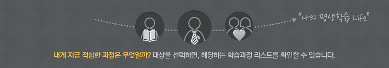 내게 지금 적합한 과정은 무엇일까? 대상을 선택하면, 해당하는 학습과정 리스트를 확인할 수 있습니다.